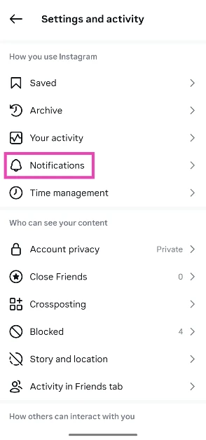 Step 3: Tap on Notifications.