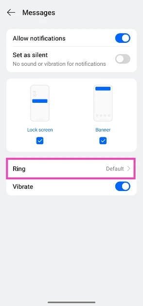 Step 7: Tap on Ring.
