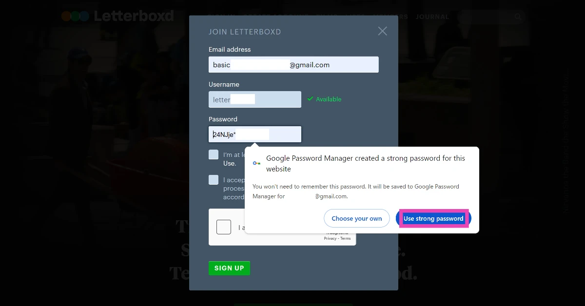 Step 4: Click on Use strong password.