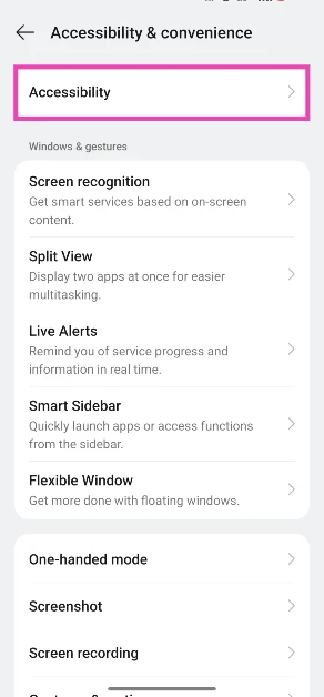 Tap on Accessibility. How to Disable Dark Mode in Spotify
