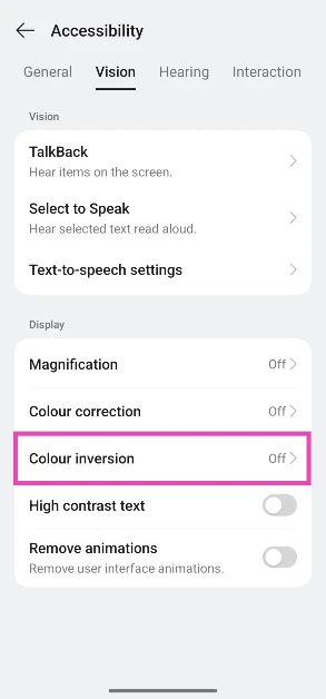 Tap on Colour inversion. How to Disable Dark Mode in Spotify