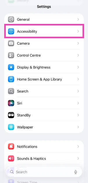 Tap on Accessibility.