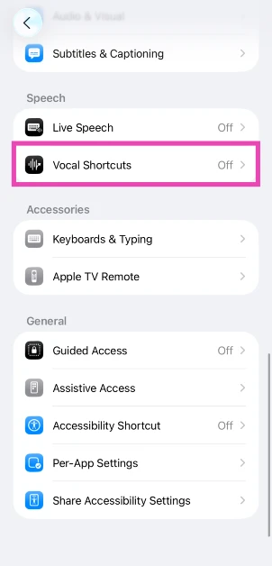Step 2: Tap on Vocal Shortcuts. How to turn on the flashlight on iPhone without unlocking it: 4 best ways