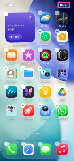 Hit Done. How to add the Ambient Music widget to your iPhone’s home page