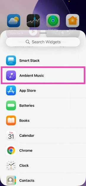 Scroll down and tap on Ambient Music. How to add the Ambient Music widget to your iPhone’s home page