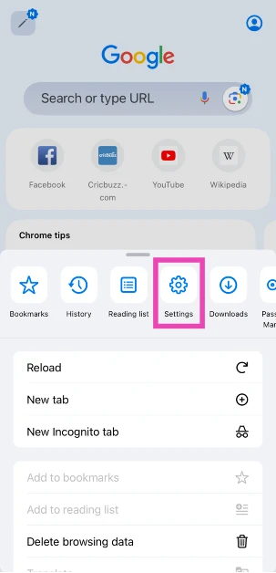 Step 3: Tap on Settings.