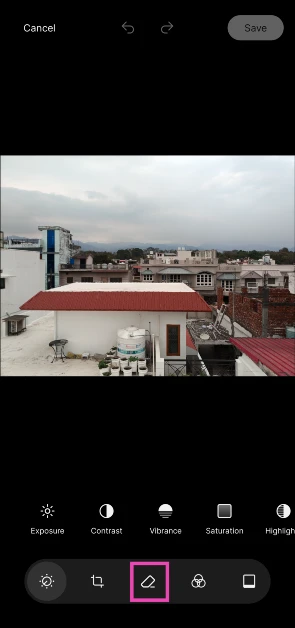 Tap the eraser icon in the toolbar at the bottom of the screen.