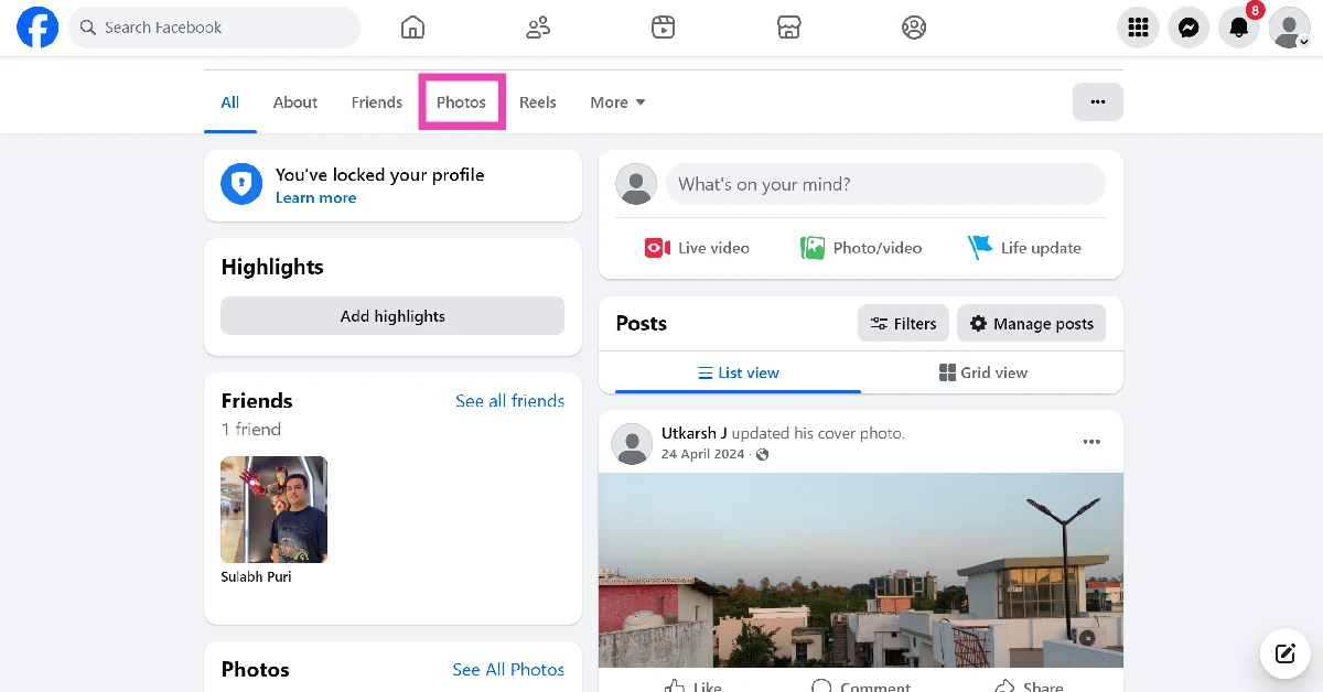 Step 2: Switch to the Photos tab.