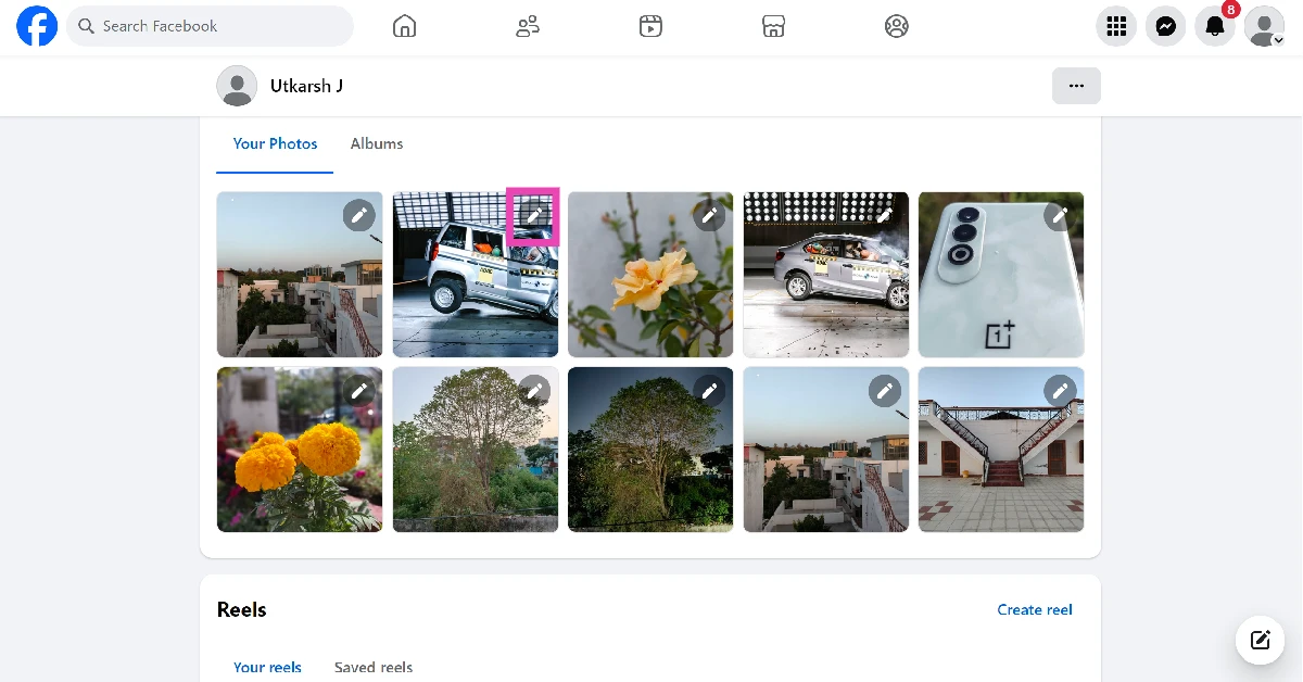 Step 3: Scroll down and click the pencil icon on the photo you wish to delete.