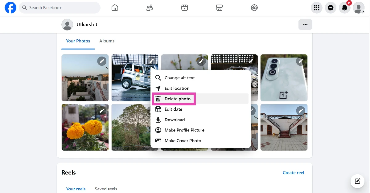 Step 4: Click on Delete photo.