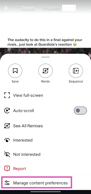 Tap on Manage content preferences.