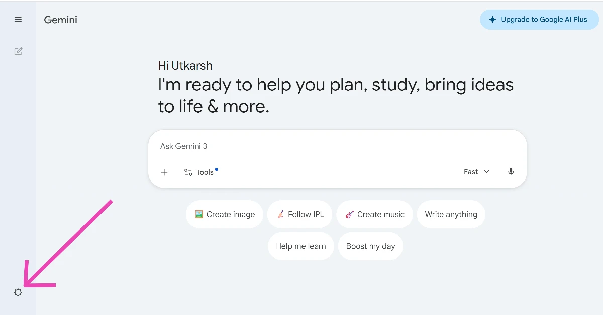 Click the cog wheel icon in the bottom left corner of the screen.