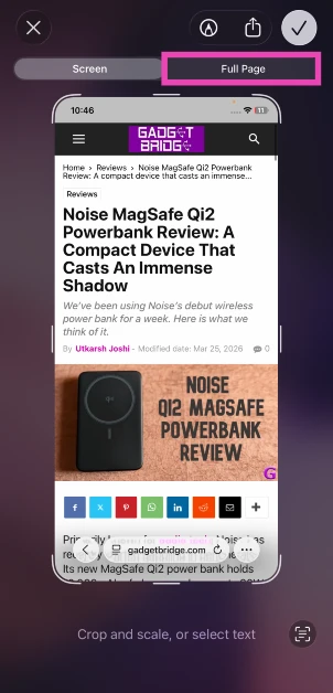 Step 3: Tap on Full Page.