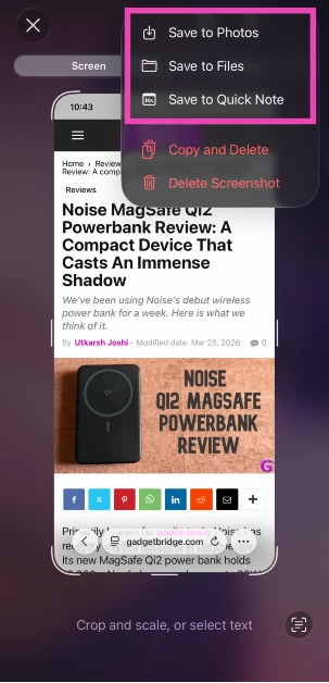 Step 5: Choose how you want to save the screenshot.