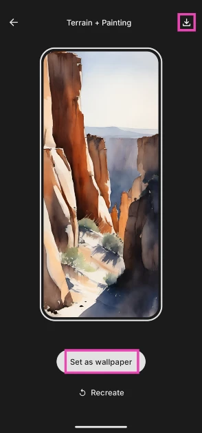 Once the wallpaper has been generated, tap the arrow icon in the top right corner of the screen to download it on your device. How to generate AI wallpapers on Nothing phones