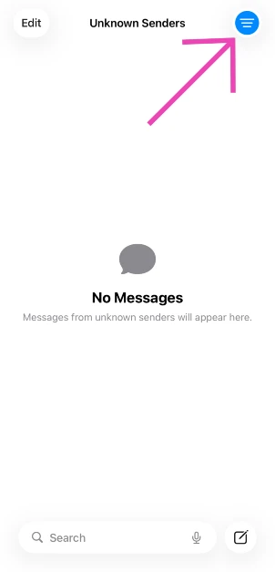 Step 1: Launch the Messages app and hit the hamburger menu icon in the top left corner of the screen.