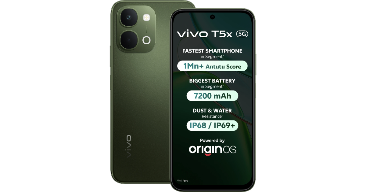 Vivo T5x 5G with a 7,200mAh battery debuts in the Indian market