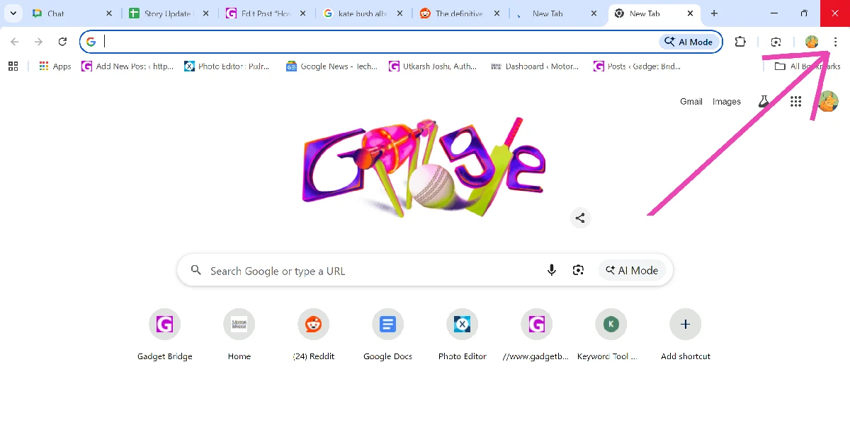 Launch Google Chrome and hit the ellipses in the top right corner of the screen.