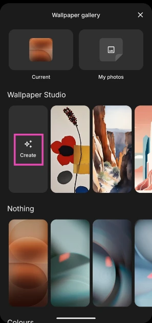Hit Create next to Wallpaper Studio.