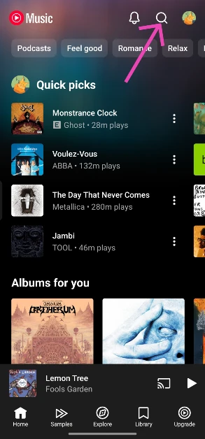 Step 2: Hit the search icon at the top right corner of the screen.