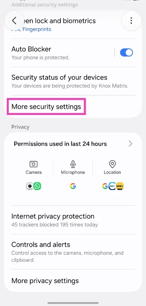 Step 2: Tap on More security settings. How to enable sideloading on new Samsung phones