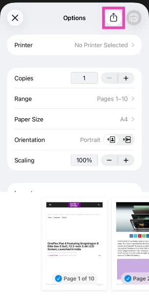 Step 6: Hit the Share icon at the top of the screen.