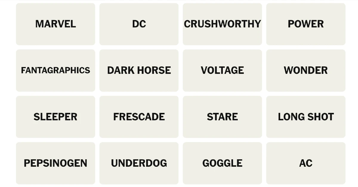 First, let’s take a look at today’s grid