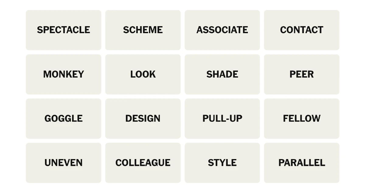 First, let’s take a look at today’s grid NYT Connections (#1032) April 8, 2026: Hints, Clues, and Answers Today