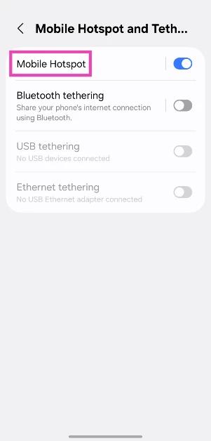Step 3: Tap on Mobile hotspot.