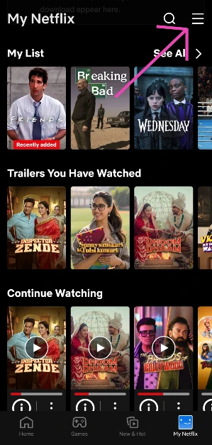 Step 2: Hit the hamburger menu icon in the top right corner of the screen.