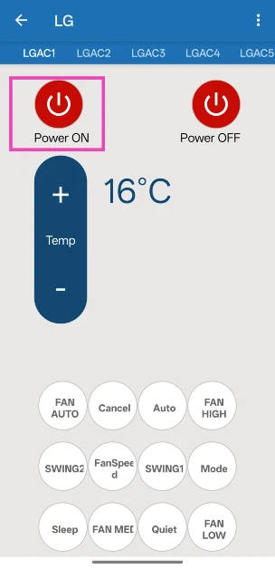 Step 3: Point your phone towards the device and hit the power button.