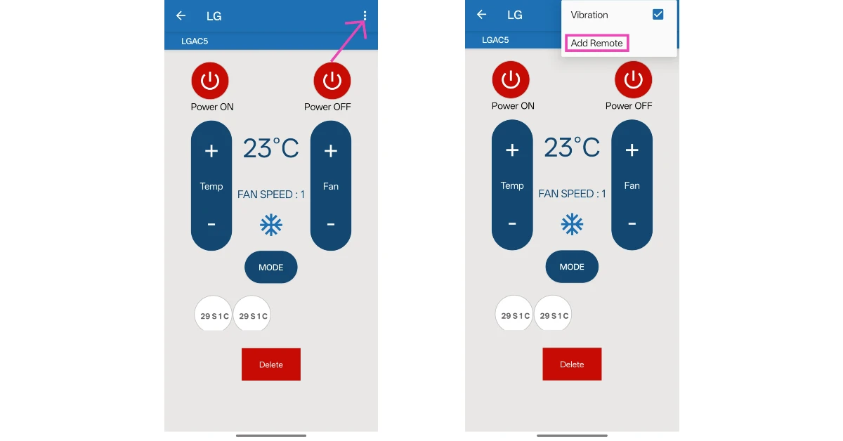 Step 5: Once you land on a remote control that works, hit the ellipses in the top right corner of the screen and select Add Remote.