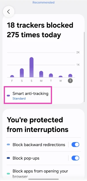 Step 3: Tap on Smart anti-tracking.