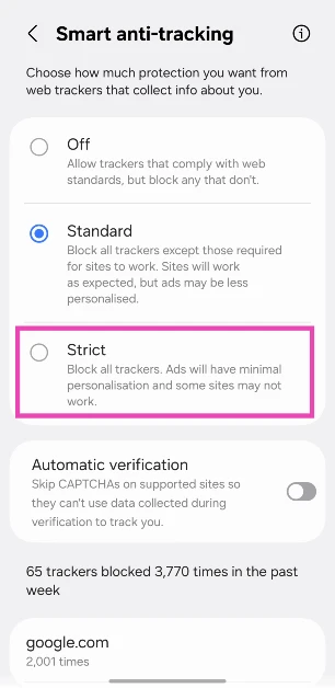 Step 4: Select Strict.