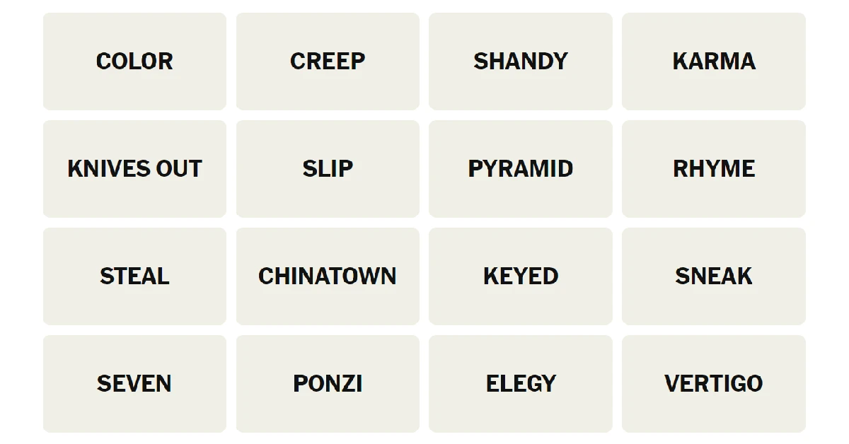 First, let’s take a look at today’s grid