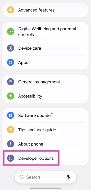 Step 1: Enable Developer Options on your phone by going to Settings>About Phone>Software Information and tapping the Build Number 7 times.