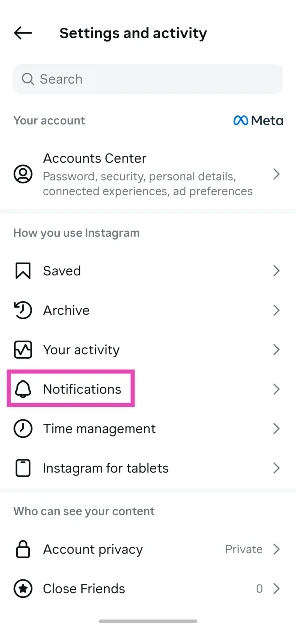 Select Notifications.