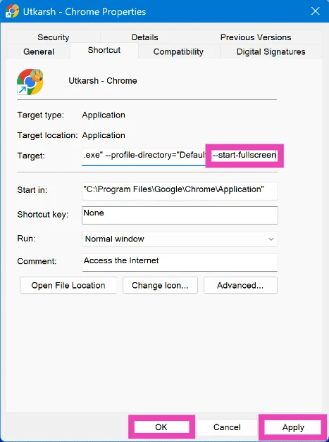 Step 4: Click Apply and OK.