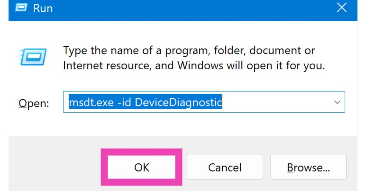 Step 2: Type msdt.exe -id DeviceDiagnostic and hit Enter. Top 5 ways to fix disappearing cursor in Windows 10