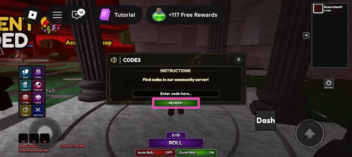 Enter your code in the text box.