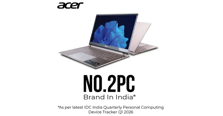 Acer India No. 2 PC market share Q1 2026