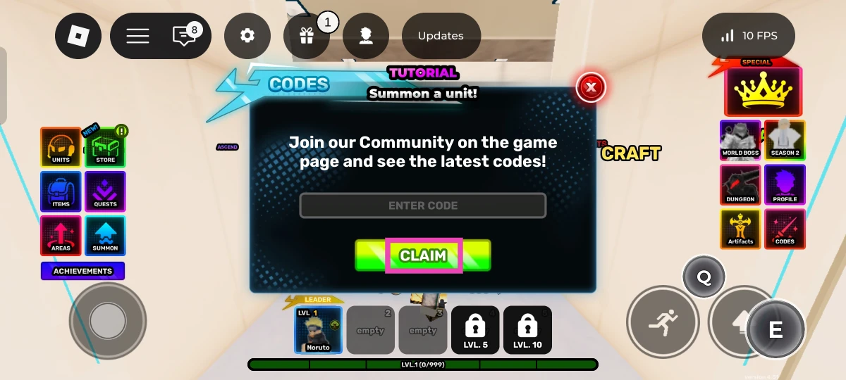 Enter your code in the text field.