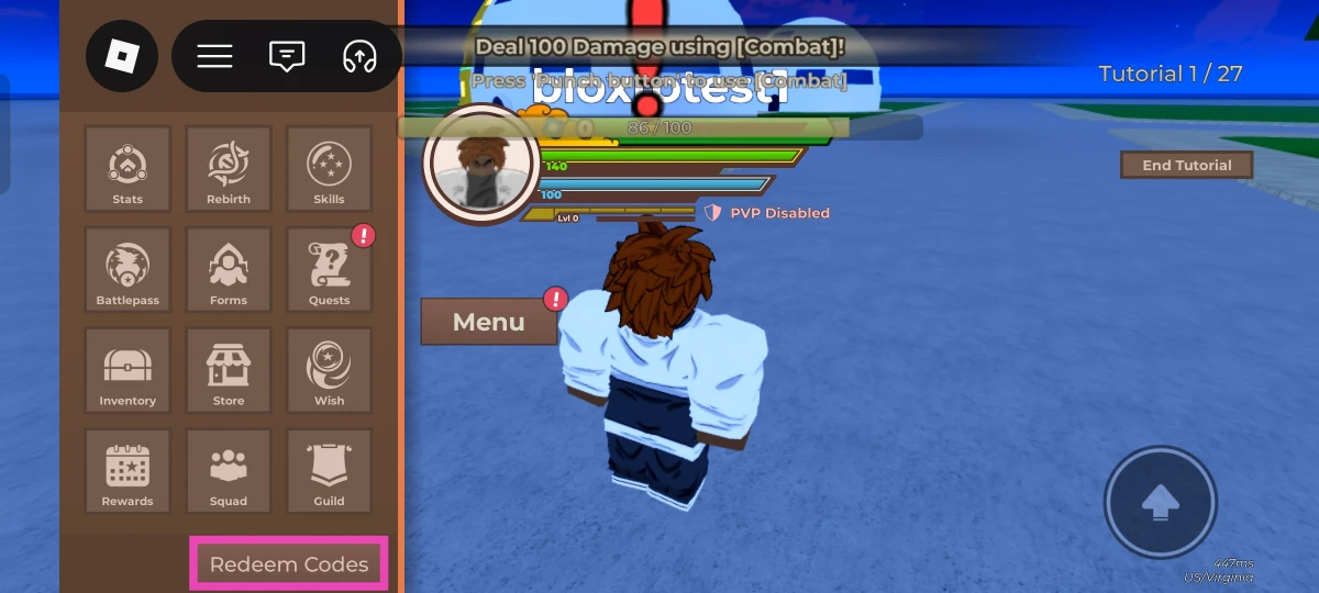 Hit the Redeem Codes button at the bottom of the menu.