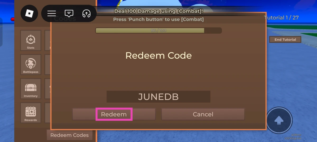 Enter your code in the text box.