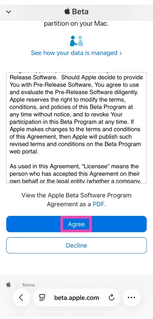Go through the Terms & Conditions and hit Agree.