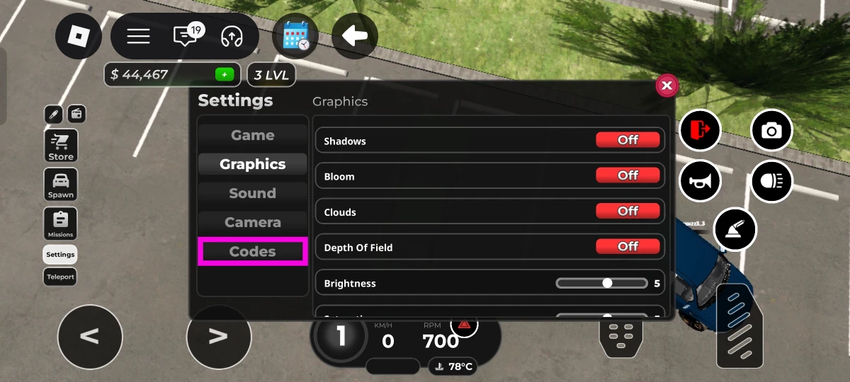 Switch to the Codes tab.