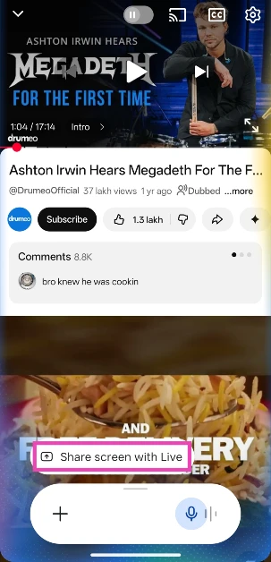 Step 3: Hit Share screen with Live.