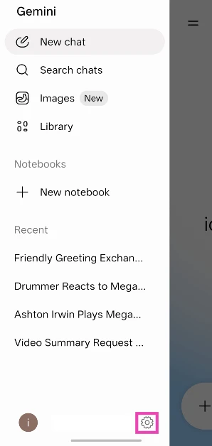 Hit the cog wheel icon. How to use Gemini Live on your Android phone