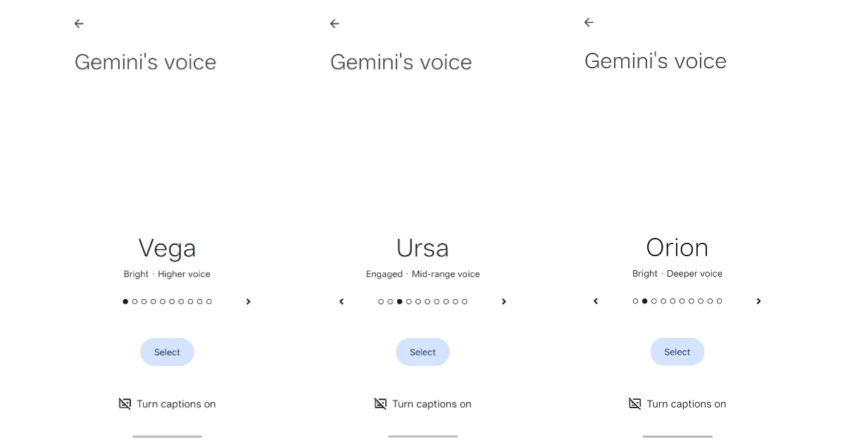 Keep swiping left until you land on the voice you like. How to use Gemini Live on your Android phone