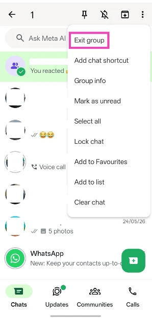 Step 4: Tap on Exit group.